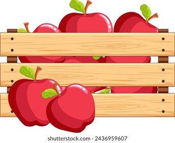 Vector illustration of red apples in a crate