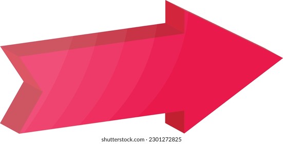 Ilustración vectorial de una flecha roja. Isometric arrow ilustración. Señalización y dirección.