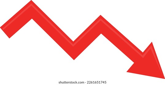 ilustración vectorial de una flecha roja hacia abajo