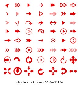 Vector illustration of red arrows collection.