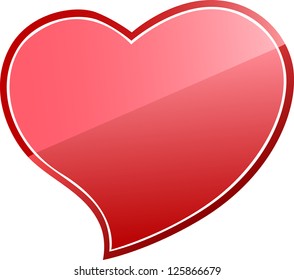 Vector illustration of red asymmetrical glossy heart icon