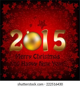 Vector illustration of Red background. 2015. Happy New Year!