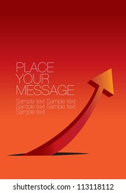 Vector illustration of Red background with arrow coming out of the ground. Good for business and stocks layout.