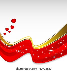 Vector illustration of red background with hearts