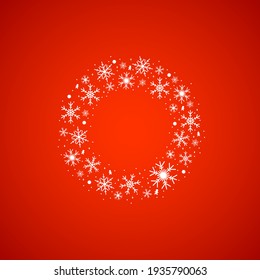 Ilustración vectorial con fondo rojo y copos de nieve decoración y lugar para su logotipo 
