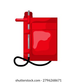 Vector illustration of a red backpack fire extinguisher. Flat cartoon isolated object for firefighting and safety concepts.