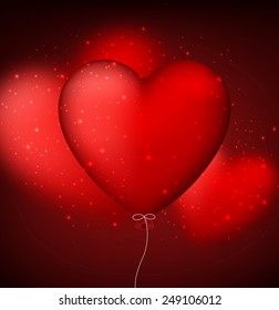 Vector illustration of red balloon heart. Abstract background. Classical smooth style.