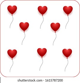 Vector illustration of a red balloon holiday flying in the shape of a heart. Happy Valentine