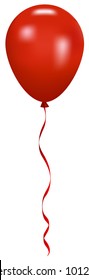 Ilustración vectorial del globo rojo con cinta
