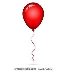 Vector Illustration Of Red Balloon With Ribbon