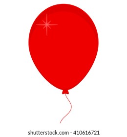 Vector illustration of red balloon with ribbon isolated on white background. Balloon icon. Festive balloons. Party