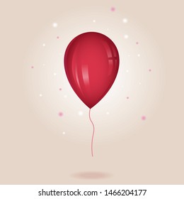 Vector illustration of red balloon with shining and sparkles. 