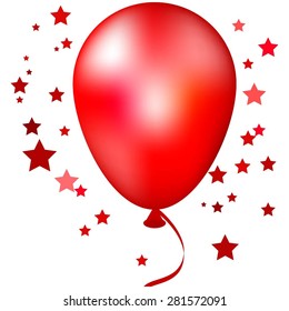 Vector illustration of Red balloon with sparkles.