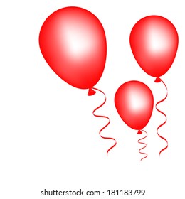 Vector illustration of Red balloons on a white background