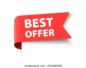 vector illustration red banner best offer. discount sticker shape.