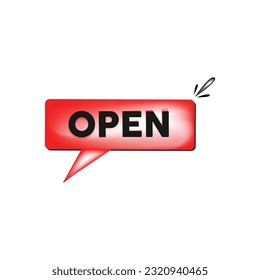 Vector Illustration Red Banner now open With Megaphone