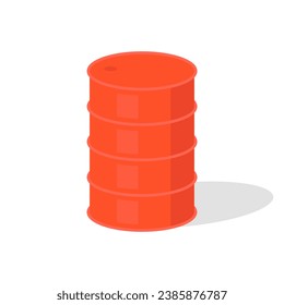 Vector illustration of a red barrel isolated on a white background, realistic barrel, iron barrel, 10 eps