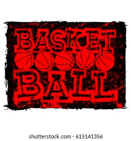 Vector illustration red basketball on grunge black background with basketball balls
