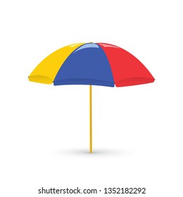 Vector illustration of Red Beach Umbrella Holiday Symbol by the Sea.