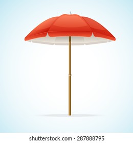 Vector illustration Red Beach Umbrella isolated on background.