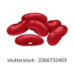 Vector illustration, red bean or Phaseolus vulgaris, isolated on white background.