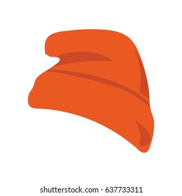 Vector illustration: red beanie hat or seamed cap, also known as knitted or knit cap isolated.