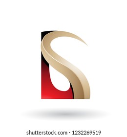 Vector Illustration of Red and Beige Glossy Curvy Embossed Letter G isolated on a White Background