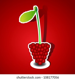 Vector illustration of red berries and red background.