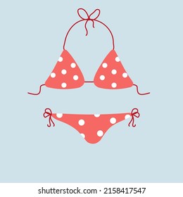Vector illustration of red bikini or swimsuit in flat style
