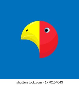 Vector illustration of a red bird's head and yellow beak