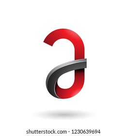 Vector Illustration of Red and Black Bold Curvy Letter A isolated on a White Background