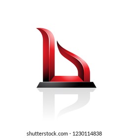 Vector Illustration of Red and Black Bow-like Embossed Letter B isolated on a White Background
