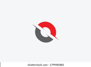 vector illustration of red black color flying capital letter O logo design isolated on white background