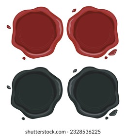 vector illustration of red and black colored wax seals.