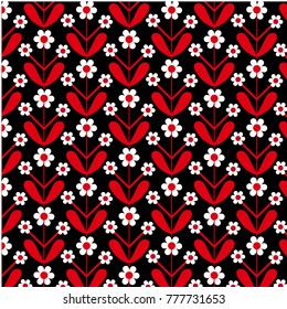vector illustration of red and black flower pattern