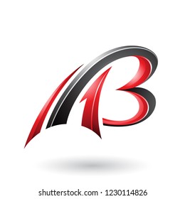 Vector Illustration of Red and Black Flying Dynamic 3d Letters A and B isolated on a White Background