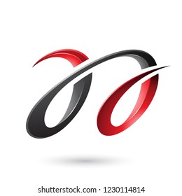 Vector Illustration of Red and Black Glossy Dual Letters A isolated on a White Background