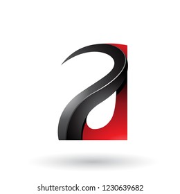 Vector Illustration of Red and Black Glossy Curvy Embossed Letter A isolated on a White Background