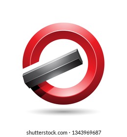 Vector Illustration of Red and Black Round Glossy Reversed Letter G or A Icon