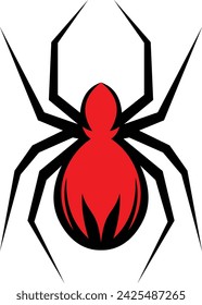 Araña roja y negra para el diseño de la impresión de la camisa