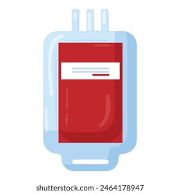 Ilustración vectorial de un saco de sangre rojo para donación y transfusión en un entorno de atención médica. Este componente simple pero vital es crucial para salvar vidas y proporcionar atención médica esencial