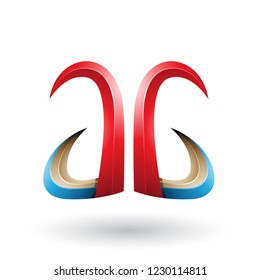 Vector Illustration of Red and Blue 3d Horn Like Letter A and G isolated on a White Background