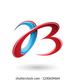 Vector Illustration of Red and Blue 3d Curly Letters A and B isolated on a White Background