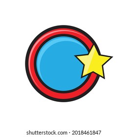 
ilustración vectorial de círculos rojos y azules más una estrella amarilla sobre un fondo blanco.