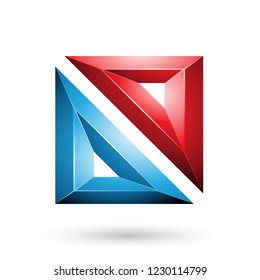Vector Illustration of Red and Blue Frame Like Embossed Square Shape isolated on a White Background