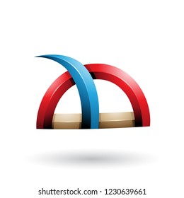 Vector Illustration of Red and Blue Glossy Grass Like Spiky Shape isolated on a White Background