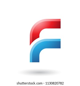 Ilustração vetorial de uma letra F vermelha e azul com cantos redondos isolados em um plano de fundo branco