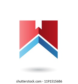 Ilustración vectorial de la letra roja y azul W con una banda gruesa aislada en un fondo blanco