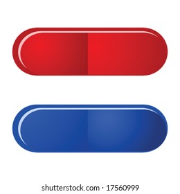 Vector illustration of a red and a blue pill. For jpeg version, please see my portfolio.
