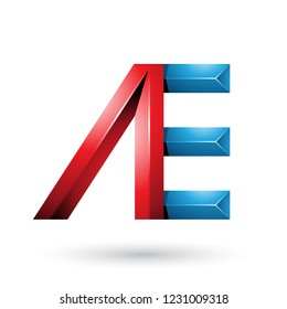 Vector Illustration of Red and Blue Pyramid Like Dual Letters of A and E isolated on a White Background